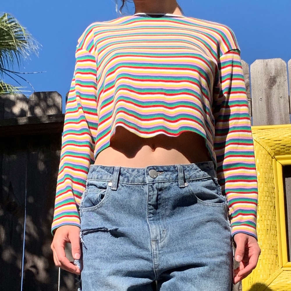 TOPSHOP rainbow long sleeve size M
